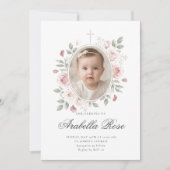 Invitation Rose Florale Script Rose Blush Douce Photo (Devant)