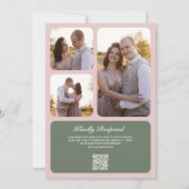 Invitation Rose Florale Verte Sage Rustique Code QR Mariage (Dos)