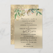 Invitation Rose Flower Brunch Vert or Aquarelle ivoire (Devant / Derrière)