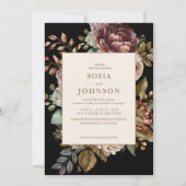 Invitation Rose foncé Automne Aquarelle hiver Mariage floral (Devant)