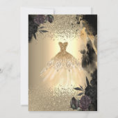 Invitation Rose foncé Diamants or Fête des mariées robe (Dos)