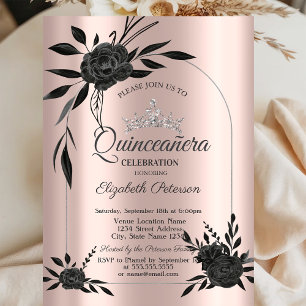 Invitation Rose foncé élégant gothique Rose or