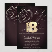 Invitation Rose foncé gothique Bourgogne 18e anniversaire (Devant / Derrière)