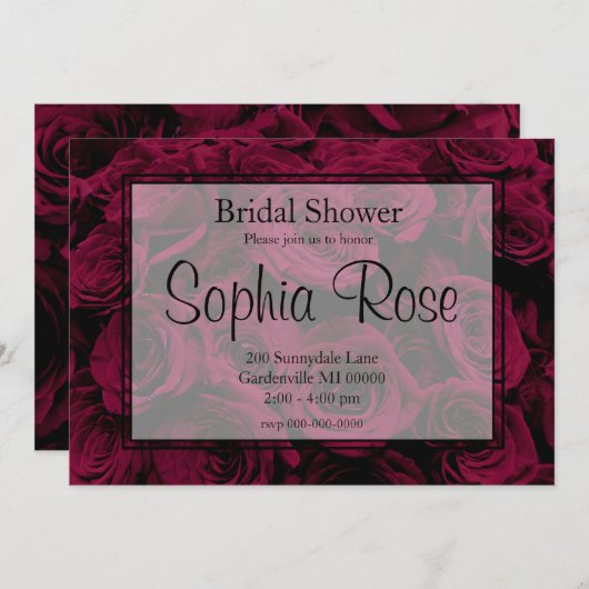 Invitation Rose foncé magenta rouge bordeaux (Devant / Derrière)