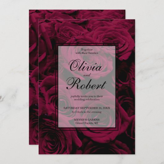 Invitation Rose foncé magenta rouge bordeaux (Devant / Derrière)