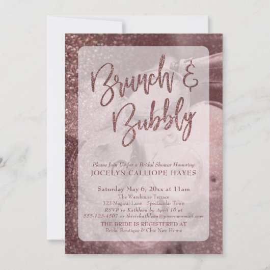 Invitation Rose foncé Parties scintillant d'or Champagne Brun (Devant)