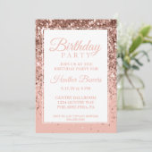 Invitation Rose foncé Parties scintillant or Anniversaire Inv (Debout devant)