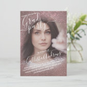 Invitation Rose foncé Parties scintillant or Ombre diplôme ph (Debout devant)