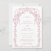 Invitation Rose foncé Victorian Frame Mariage (Devant)
