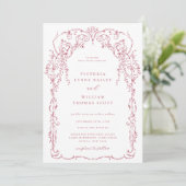Invitation Rose foncé Victorian Frame Mariage (Debout devant)