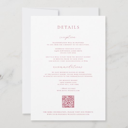 Invitation Rose foncé Victorian Frame Mariage (Dos)