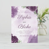 Invitation Rose foncé violet Floral gothique Mariage (Debout devant)