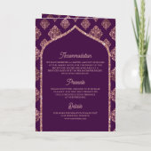 Invitation Rose foncé violet or Damask Arch QR Code musulman (Dos)