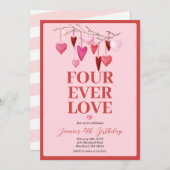 Invitation Rose Four Jamais aimé Saint Valentin Balloon d'ann (Devant / Derrière)