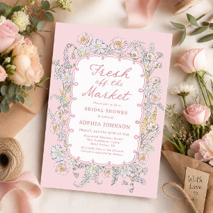 Invitation Rose Fraîche du Marché Floral Lavage de Mariée
