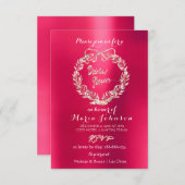 Invitation Rose framboise rose Fête des mariées (Devant / Derrière)