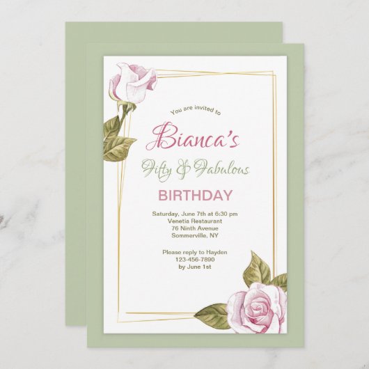 Invitation rose Frame (Devant / Derrière)