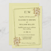 Invitation Rose Frame – Monogram Celestial Yellow Wedding (Devant / Derrière)
