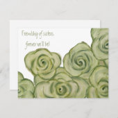 Invitation Rose friendship notecard - hand-drawn artwork. (Devant / Derrière)