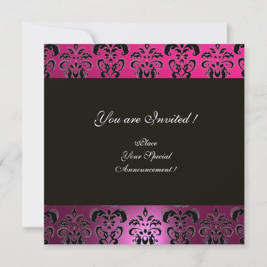 INVITATION ROSE, FUCHSIA NOIR, BLANC DAMAS VIOLET MONOGRAMME (Dos)