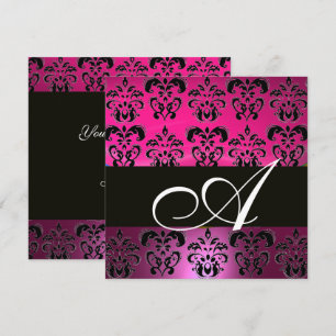 INVITATION ROSE, FUCHSIA NOIR, DAMAS VIOLET BLANC MONOGRAMME