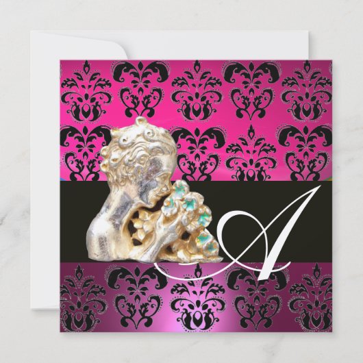 INVITATION ROSE, FUCHSIA, NOIR, VIOLET, MONOGRAMME JOYAU DAMA (Devant)