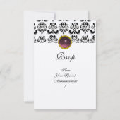 Invitation ROSE FUCHSIA OR DAMASK GEM MONOGRAM violet rsvp (Dos)