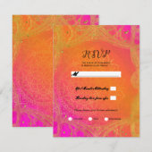 Invitation Rose Fuchsia Orange Doré Mandala Réponse Mariage (Devant / Derrière)