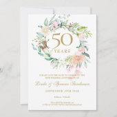 Invitation Rose Garland 50e anniversaire Enregistrer la date (Devant)