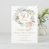Invitation Rose Garland 50e anniversaire Enregistrer la date (Debout devant)