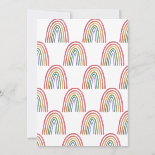 Invitation Rose Girl Boho Aquarelle Rainbow Baby shower (Dos)
