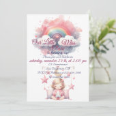 Invitation Rose Girl Rainbow Star Anniversaire (Debout devant)