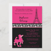 invitation rose Girly d'anniversaire de Paris du (Devant)