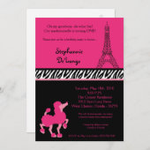 invitation rose Girly d'anniversaire de Paris du (Devant / Derrière)