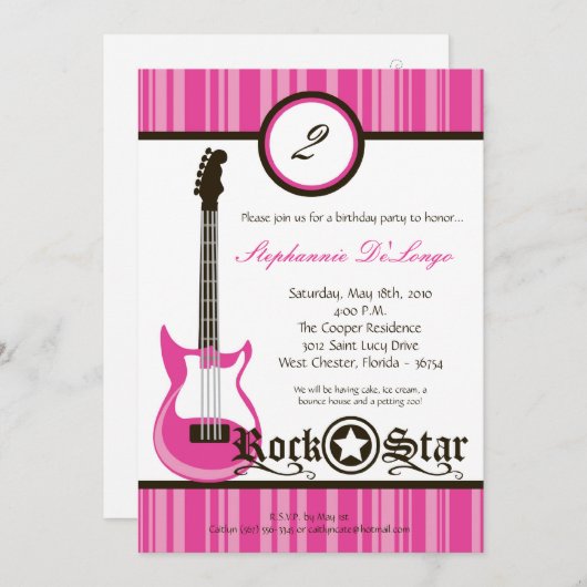 invitation rose Girly de pair d'anniversaire de (Devant / Derrière)