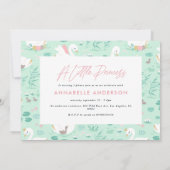 Invitation Rose girly élégant mignon belle cygne enfants  (Dos)