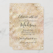 Invitation Rose Glam Or Rose Pâle Imprimé Léopard Doré (Devant / Derrière)