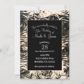Invitation Rose glamour bronze or Rustique Floral Mariage (Devant)