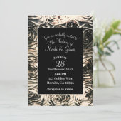 Invitation Rose glamour bronze or Rustique Floral Mariage (Debout devant)