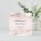 Invitation Rose Glittery Or Blanc Agate Blush Sweet sixteen (Debout devant)