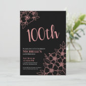 Invitation Rose Gold 100e fête d'anniversaire (Debout devant)