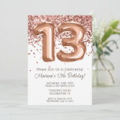 Invitation Rose Gold 13e anniversaire fêter l'invitation (Debout devant)