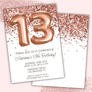 Invitation Rose Gold 13e anniversaire fêter l'invitation