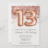 Invitation Rose Gold 13e anniversaire fêter l'invitation (Devant)