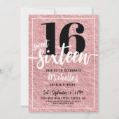 Invitation Rose Gold 16e fête d'anniversaire (Devant)