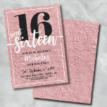 Invitation Rose Gold 16e fête d'anniversaire<br><div class="desc">Voici une invitation chic et élégante à la fête d'anniversaire "Sweet sixteen", parfaite pour célébrer cette étape spéciale avec flair. Le design épuré présente un arrière - plan de feuille d'or rose faux avec "Sweet 16" affiché en haut en gras serif et en calligraphie de script. Tout au long de...</div>