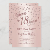 Invitation Rose Gold 18e fête d'anniversaire (Devant / Derrière)