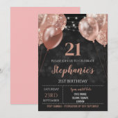 Invitation Rose Gold 21e Anniversaire (Devant / Derrière)