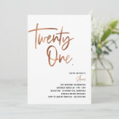 Invitation Rose Gold 21e Anniversaire, Invitation (Debout devant)