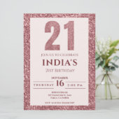 Invitation Rose Gold 21e fête d'anniversaire (Debout devant)